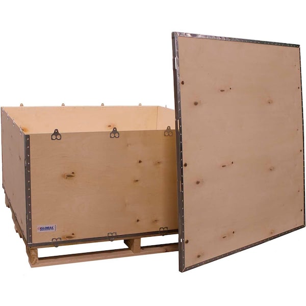 Global Industrial 47.25 in x 47.25 in x 22.5 in 6 Panel Shipping Crate, Brown, Plywood B2352212 - main